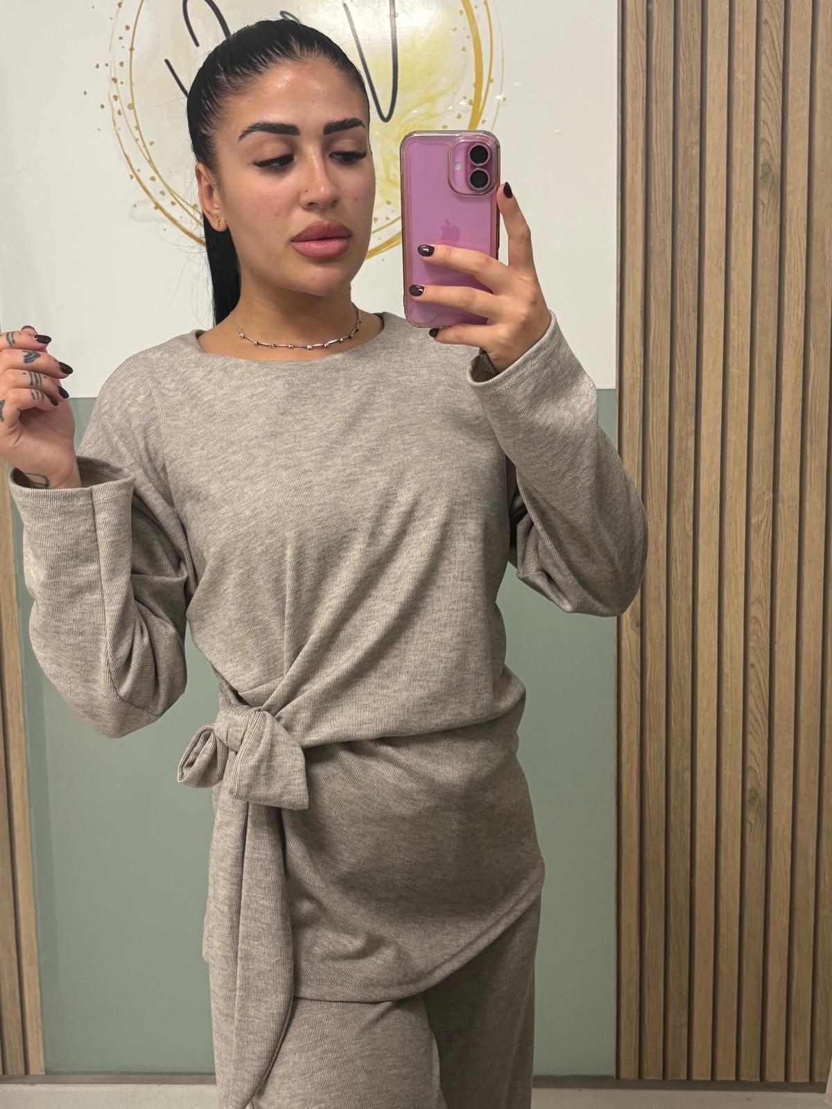 Conjunto punto manga larga lazo