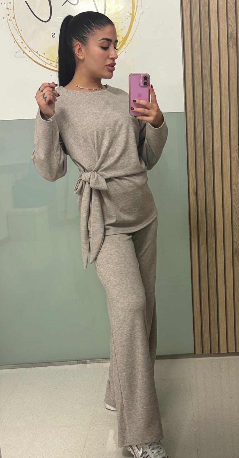 Conjunto punto manga larga lazo