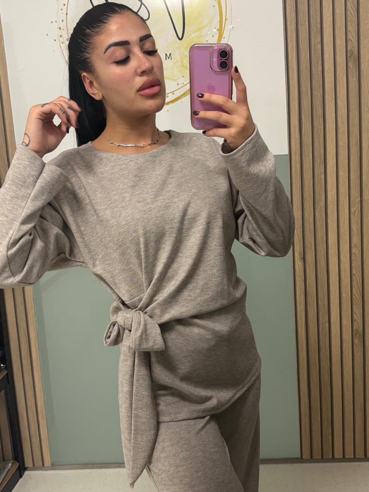 Conjunto punto manga larga lazo