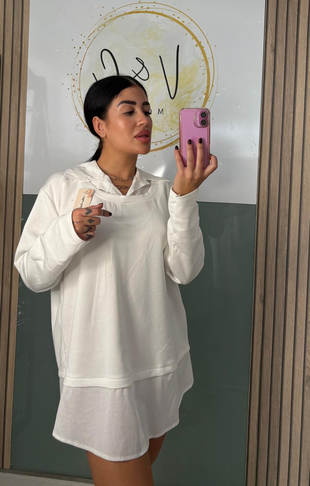 Sudadera vestido con camisa