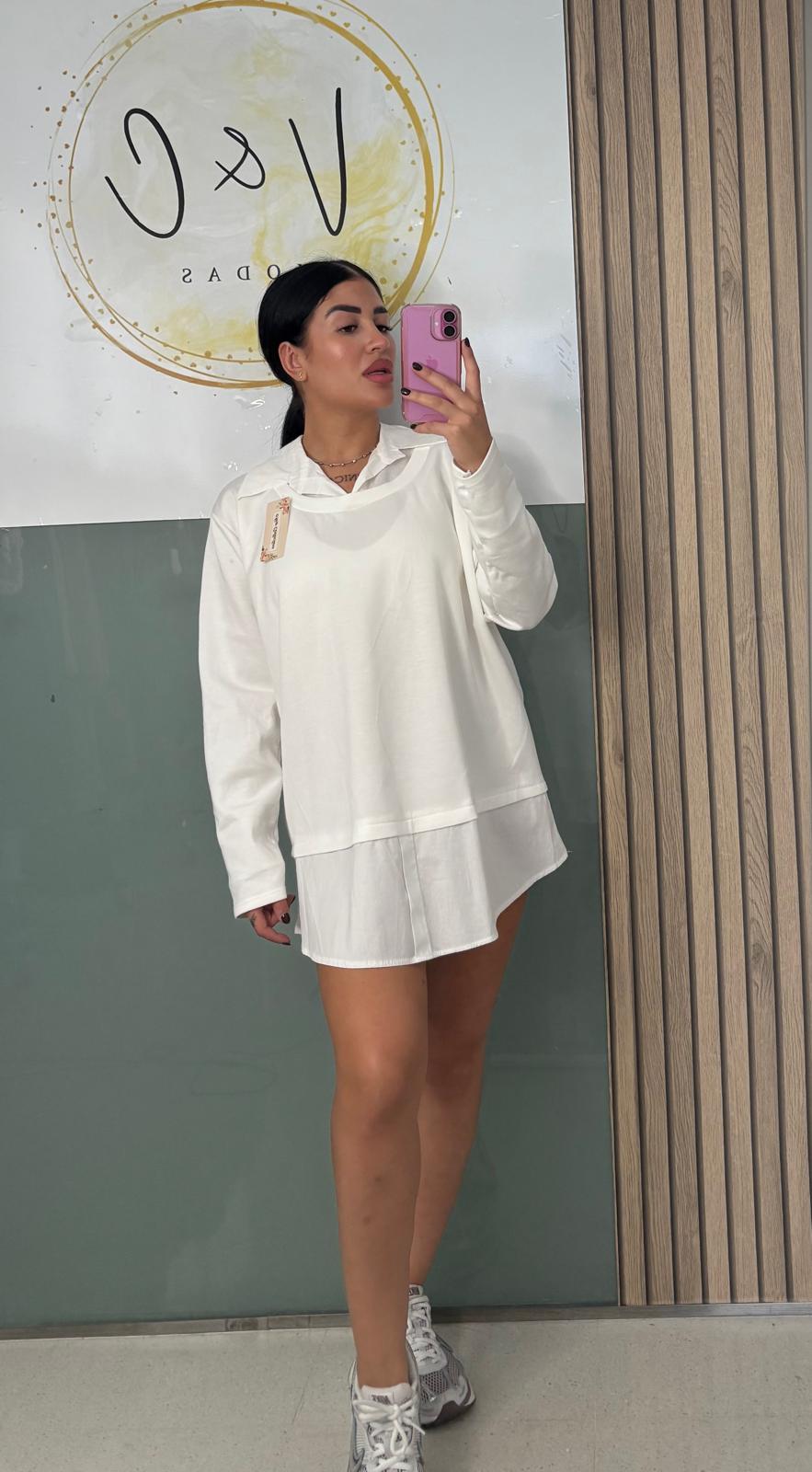 Sudadera vestido con camisa