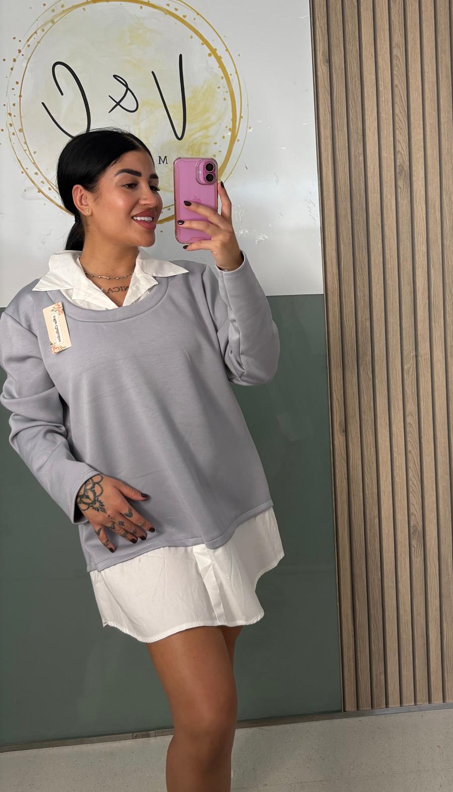 Sudadera vestido con camisa