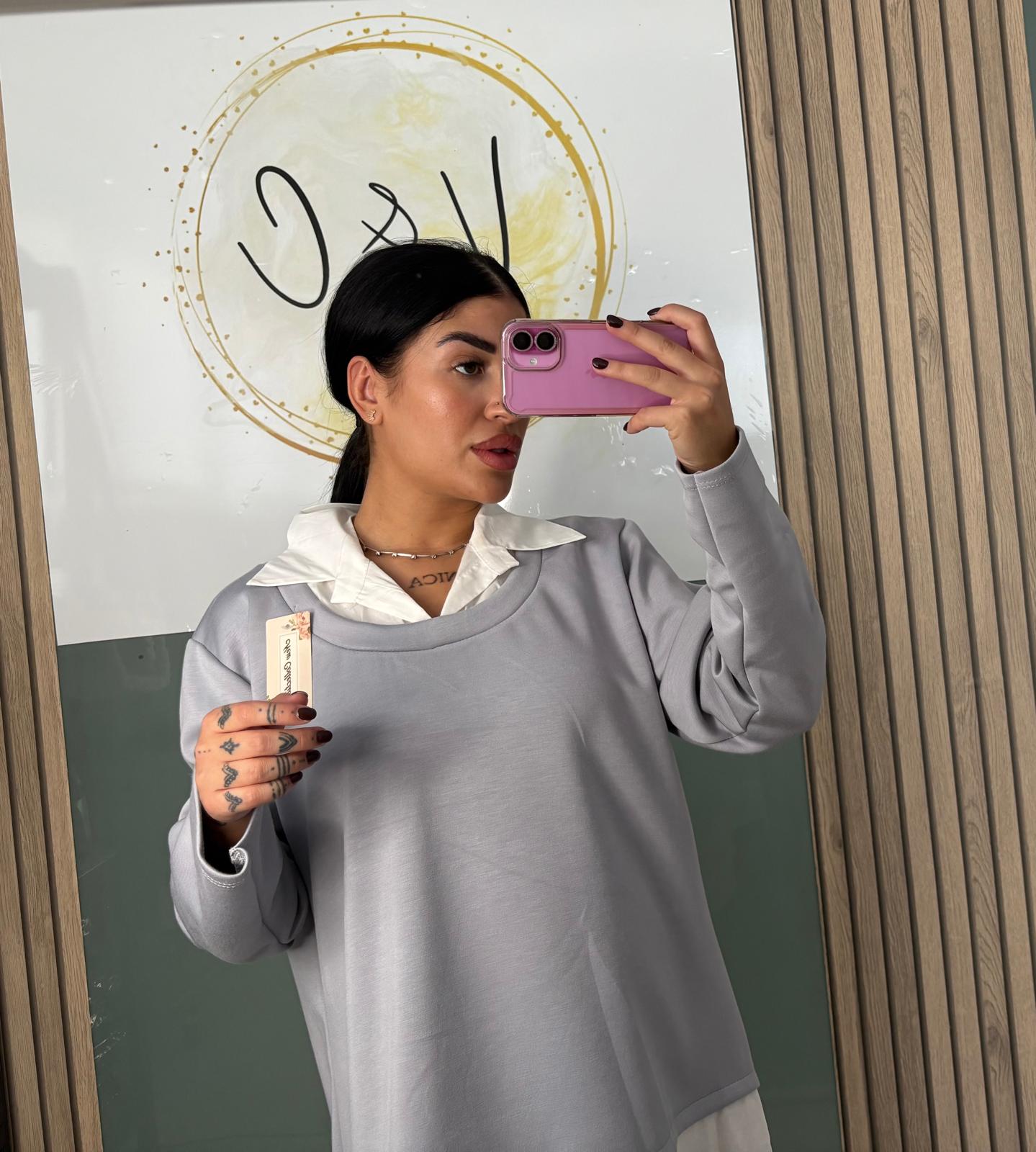 Sudadera vestido con camisa