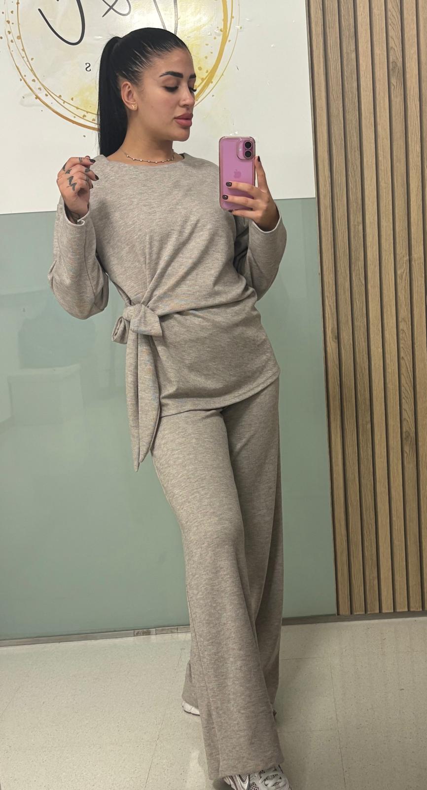 Conjunto punto manga larga lazo
