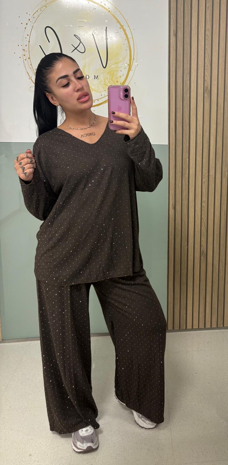 Conjunto punto fino brillos