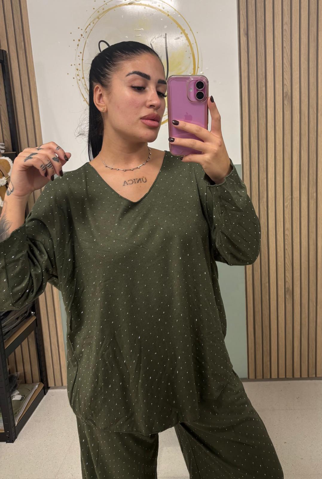 Conjunto punto fino brillos